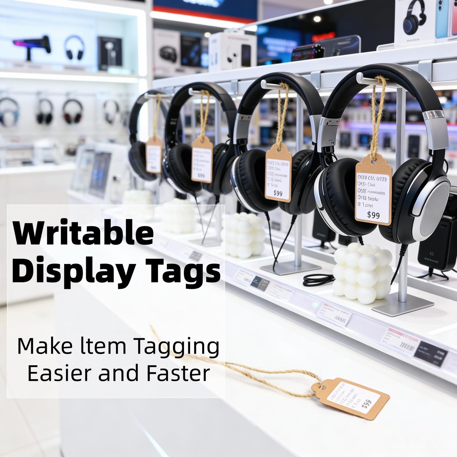 600 PCS Small Price Tags with String Attached, Brown 1.4*1.8 inch, ‎brown