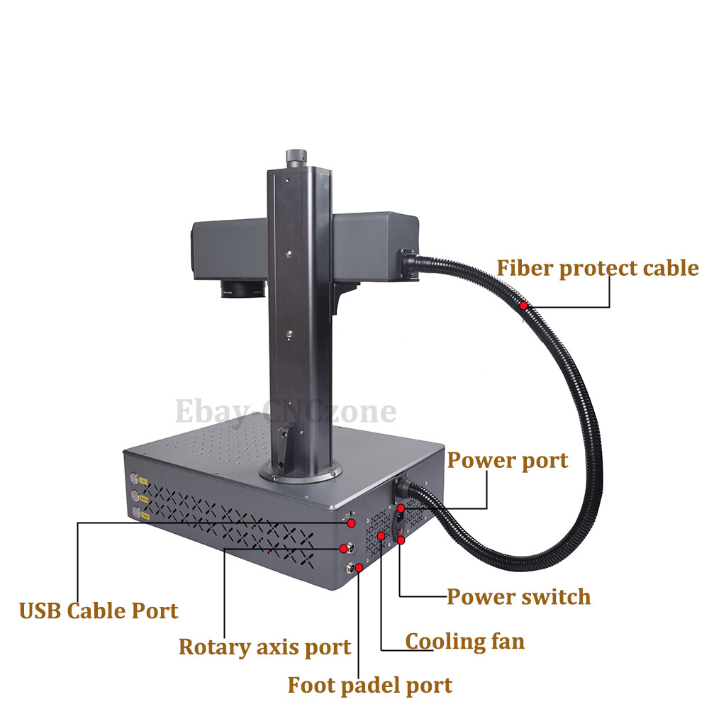 Auto Focus 100W JPT Mopa Fiber Laser Engraver Machine Color Marking Electronic Z