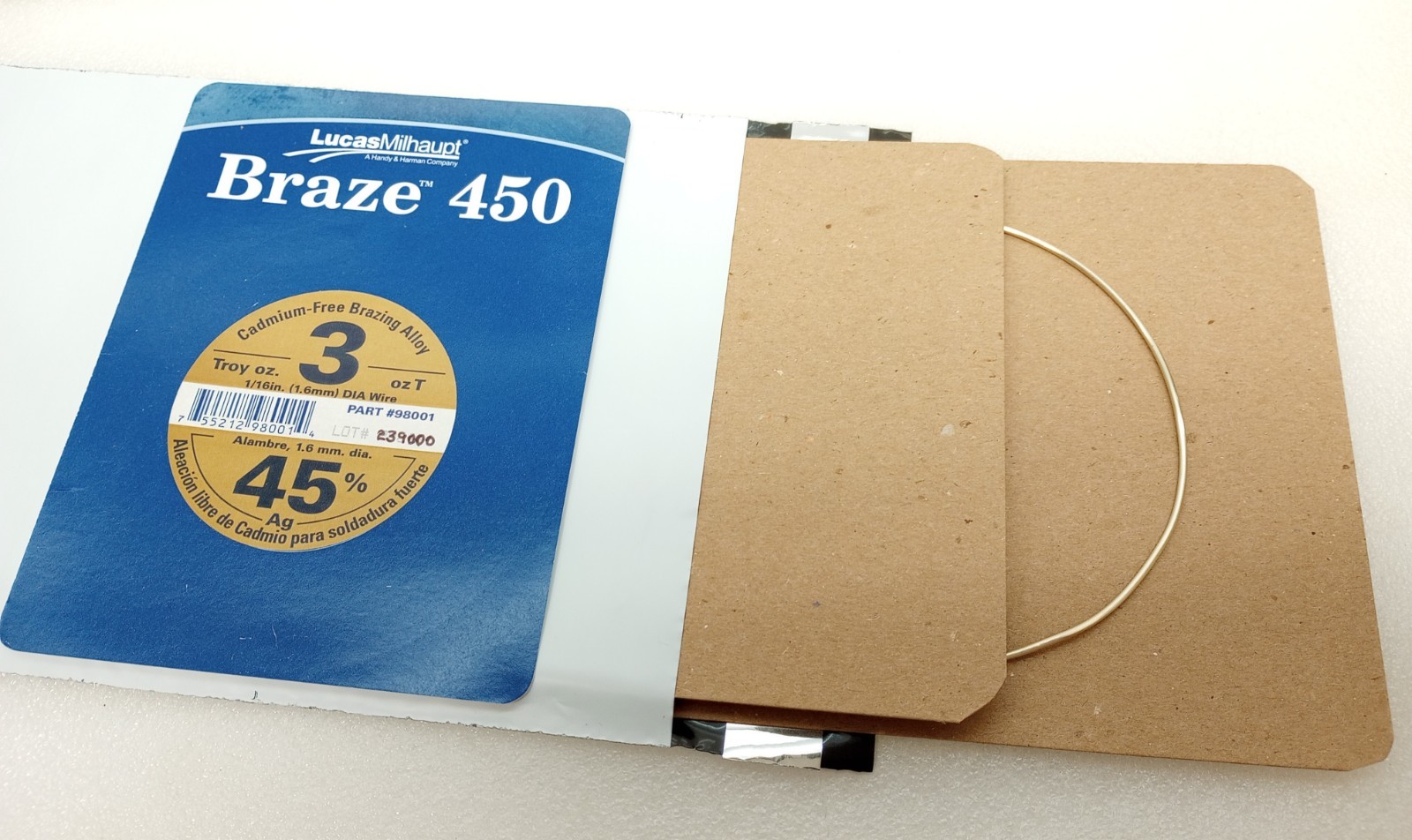 Lucas Milhaupt Braze 450 45% Silver Brazing Alloy 1/16″ Dia New Sold by 24″ each