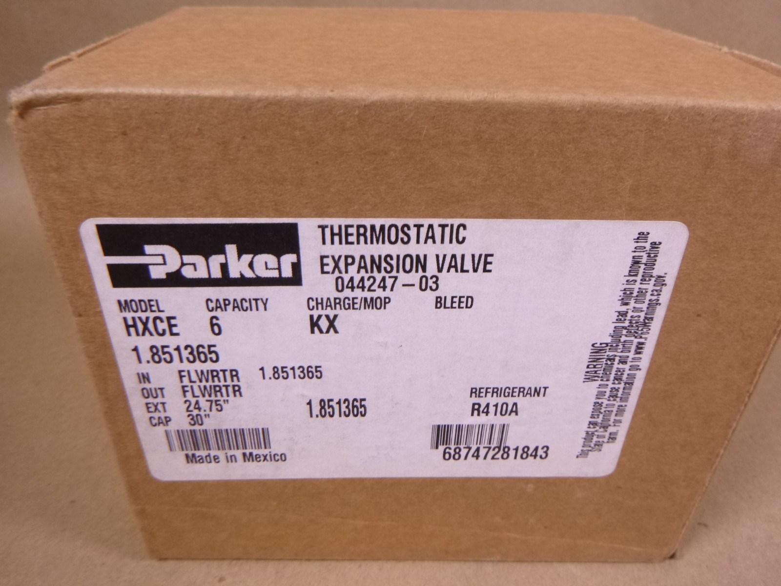 H4TXV03 TXV Kit Allied Parker 1.851365 Expansion Valve HXCE6KX200R410A