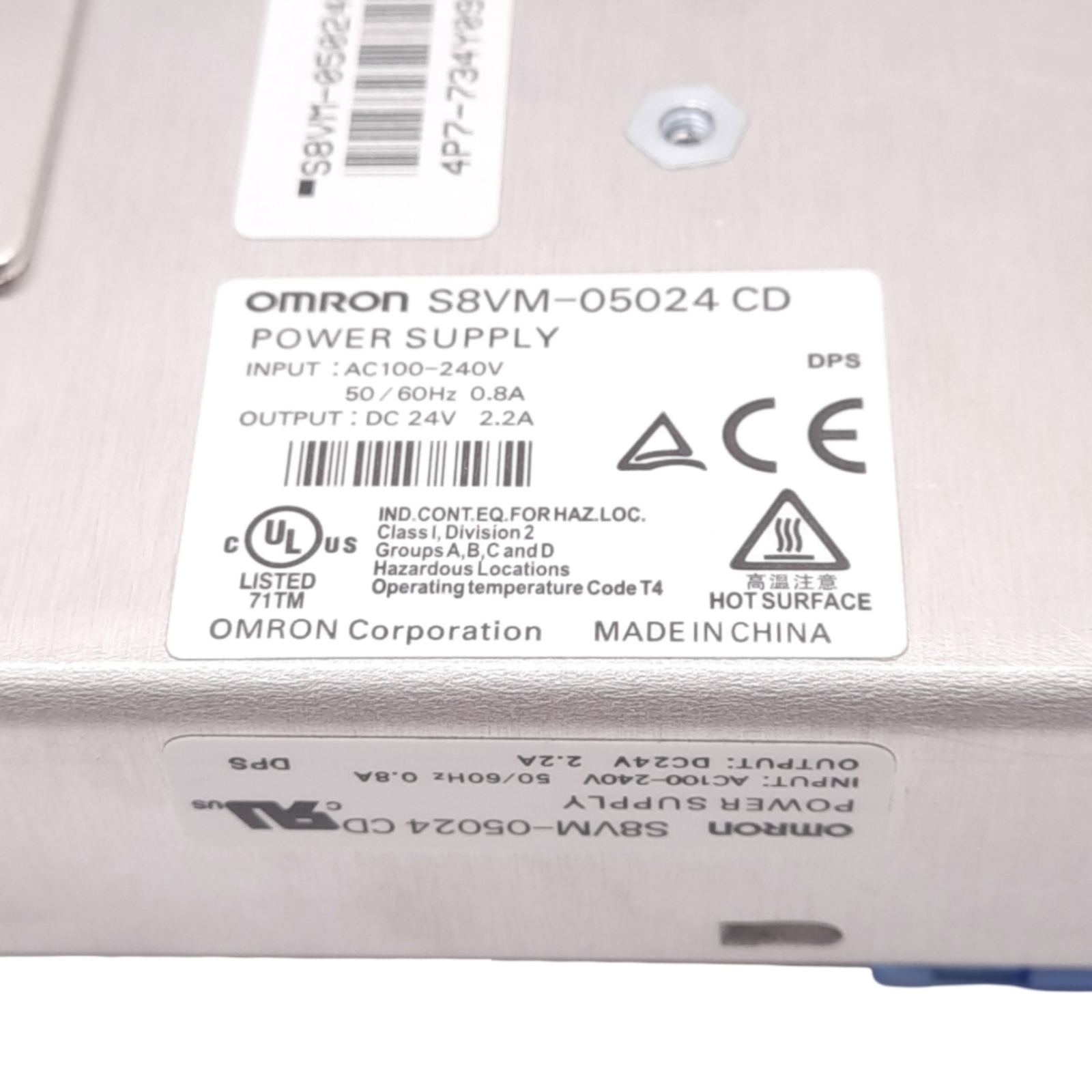 Omron S8VM-05024CD Power Supply, 100-240VAC In, 24VDC 2.2A Out, 50W Max