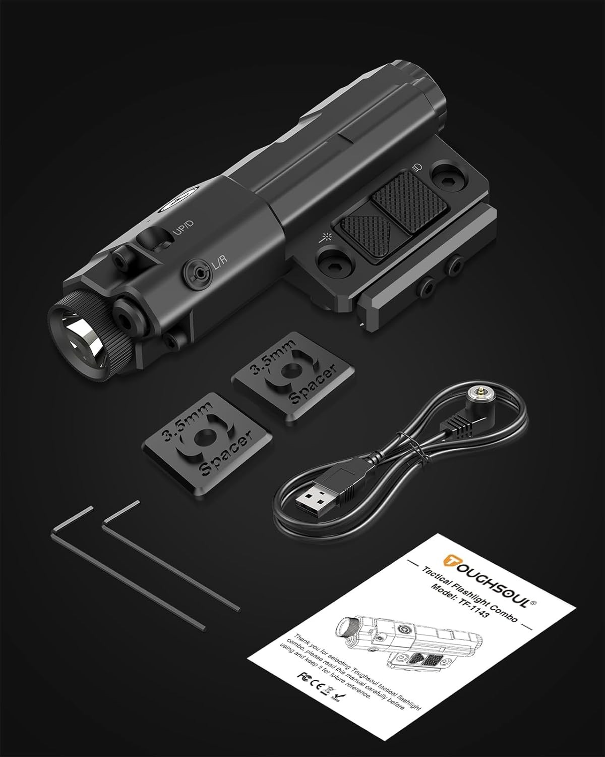 Mlok Picatinny Mounted 940nm IR Illuminator Flashlight Laser Combo Black