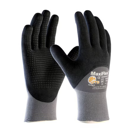 Pip 34-845/Xxs Coated Gloves, Foam Nitrile, Dotted, Palm, 4 Abrasion Level,