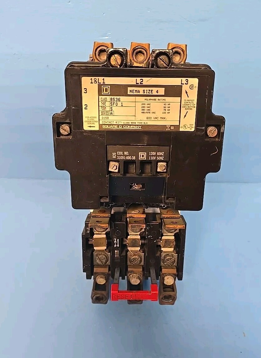 Square D 8536SFO1 100hp 600V Nema Size 4 Contactor Coil