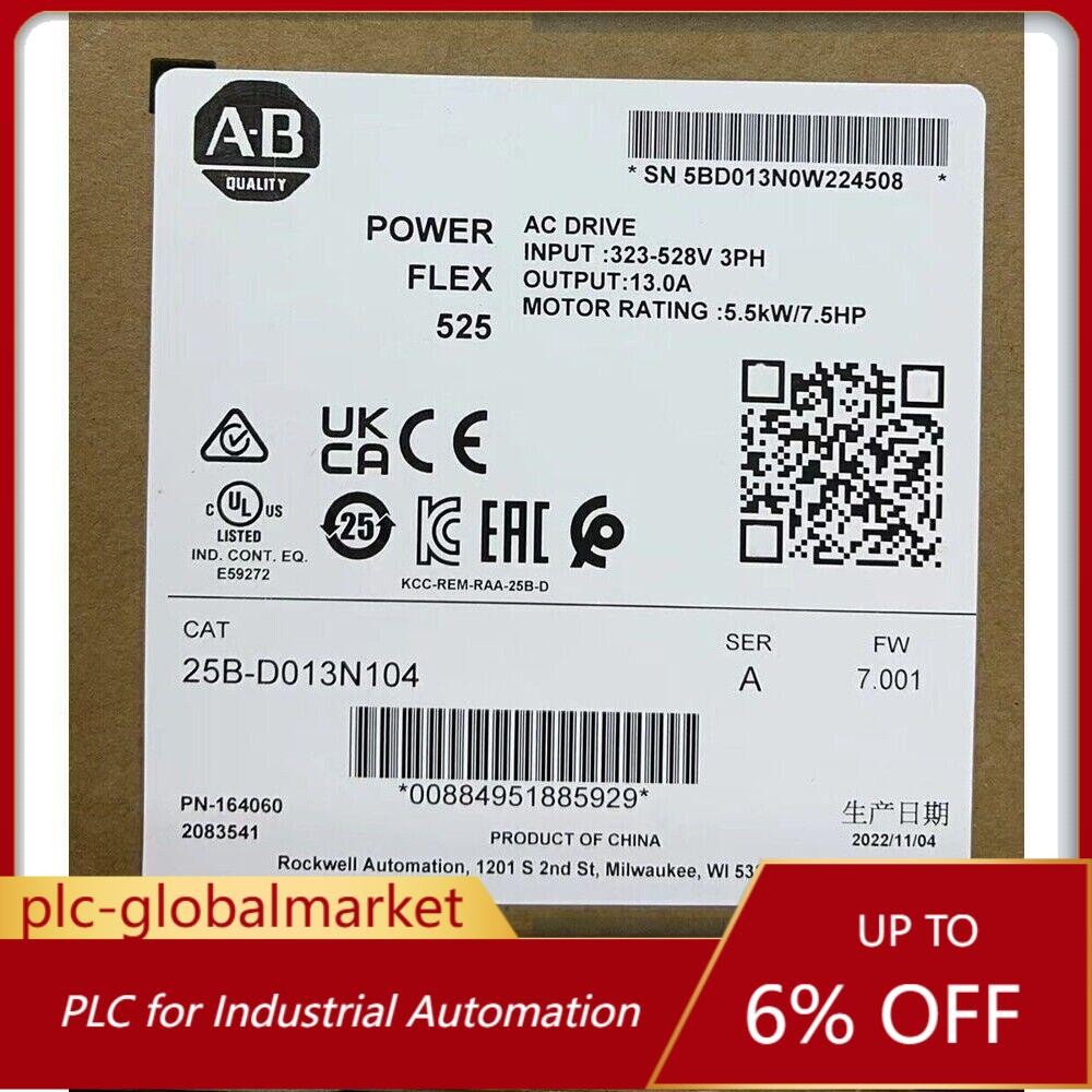 2022 Allen-Bradley PowerFlex 525 AB 25B-D013N104 AC Drive US Free Tax