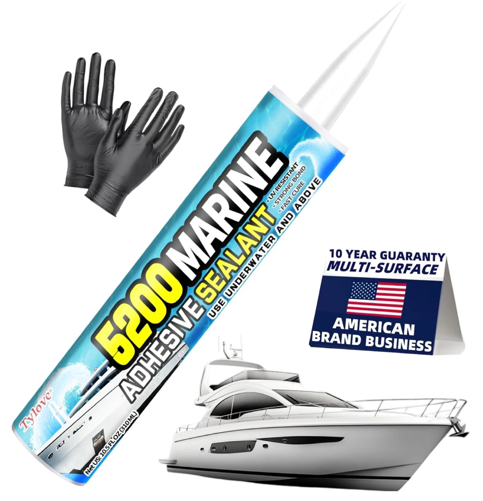 5200 Marine Sealant for Boats & RVs-Fast-Cure (30 Mins), Waterproof, UV-Resis…