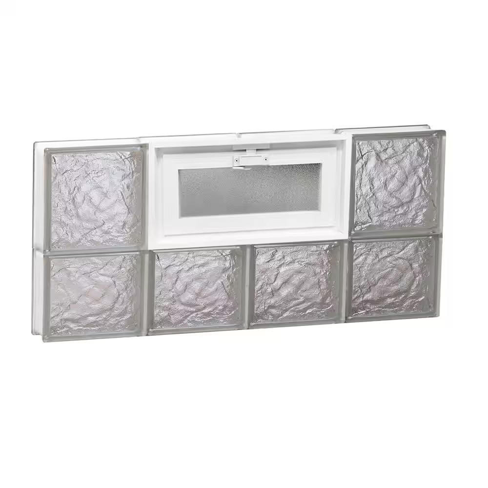 31 In. X 13.5 In. X 3.125 In. Frameless Vented Ice Pattern Glass Block Window