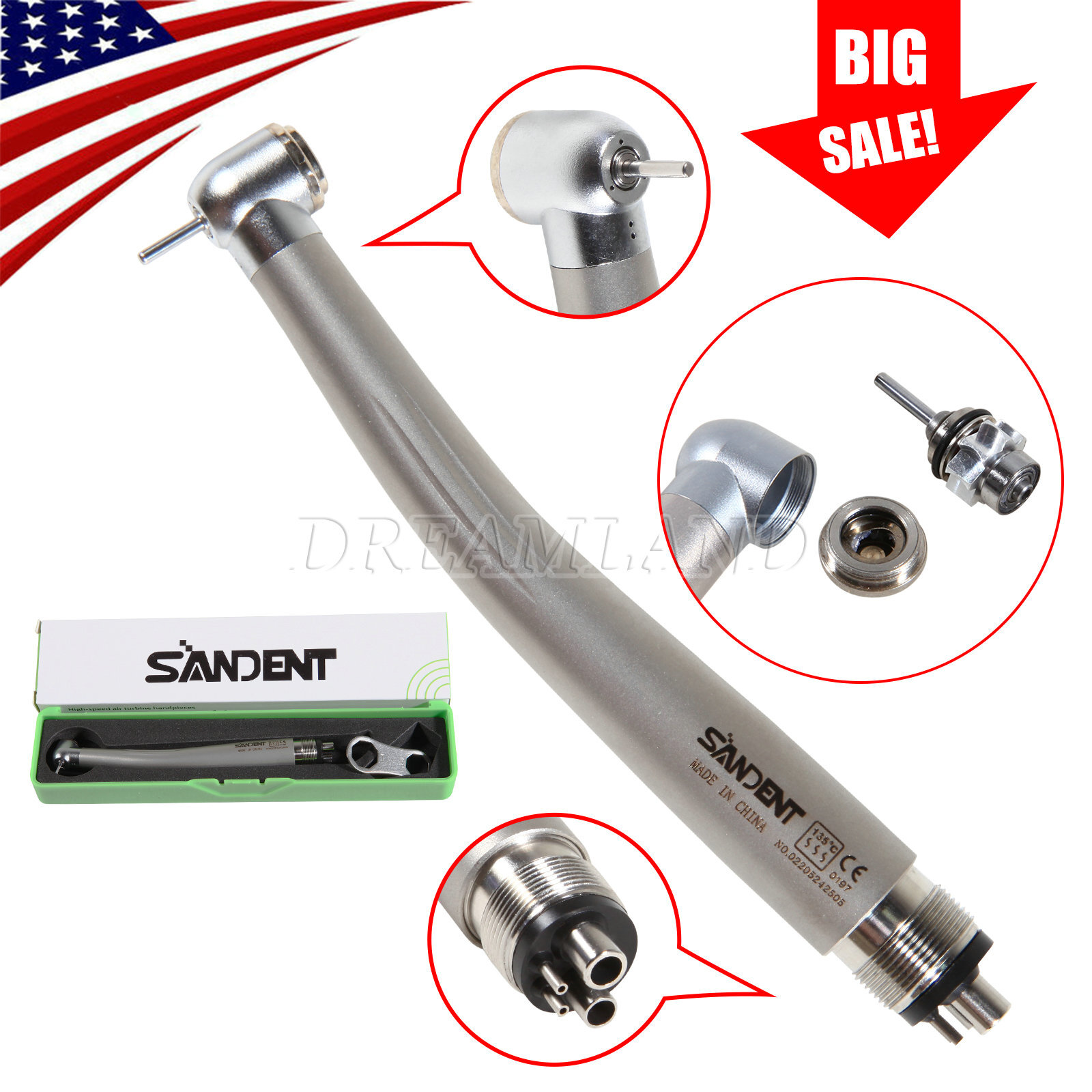 Dental Clean Head High-Speed Handpiece Air Turbine 2/4Holes Quick Coupler