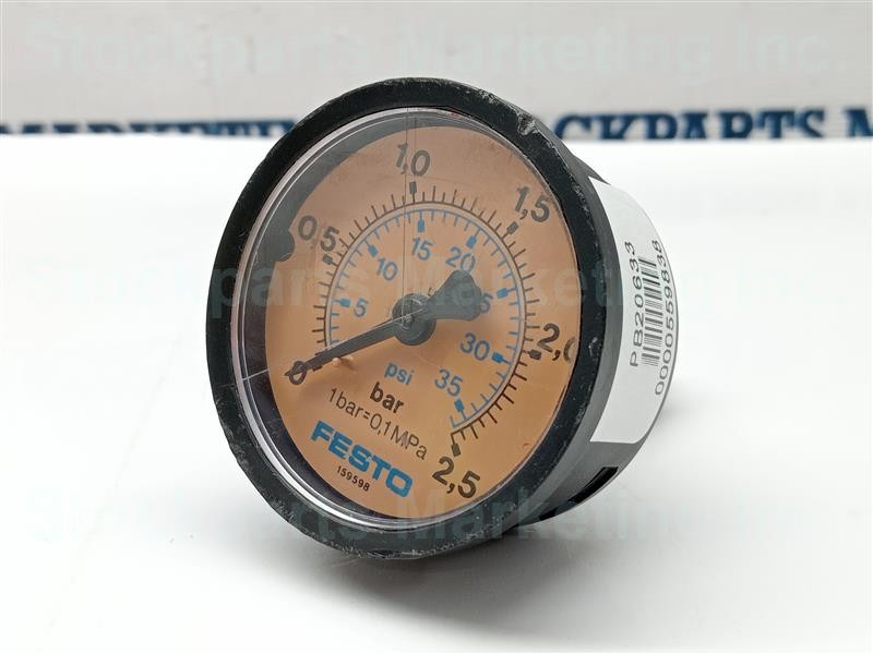 Festo 159598 Pressure Gauge 0-35psi 0-2.5bar 1bar=0,1MPa Fast Shipping!!!