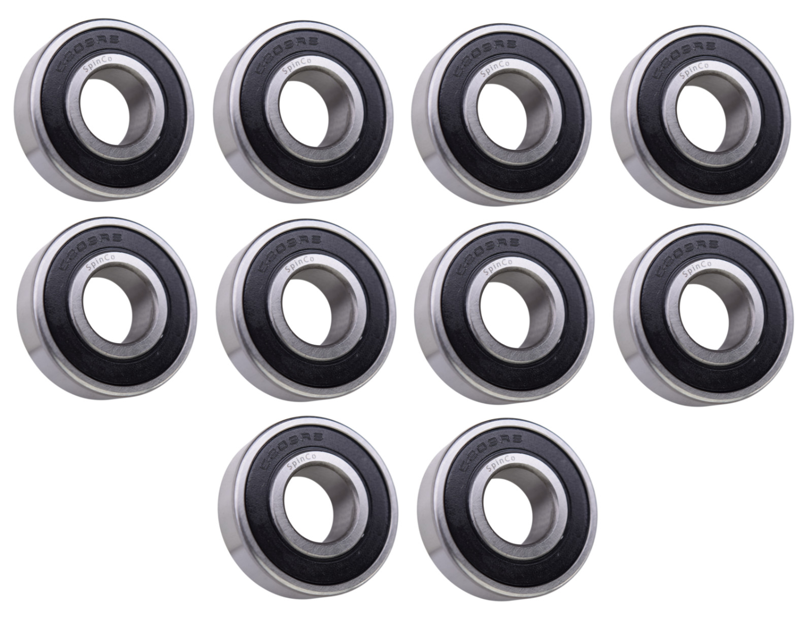 (10 Each) 6203-2RS, 6203LLU, 203PP Sealed Radial Ball Bearing 17X40X12 SpinCo