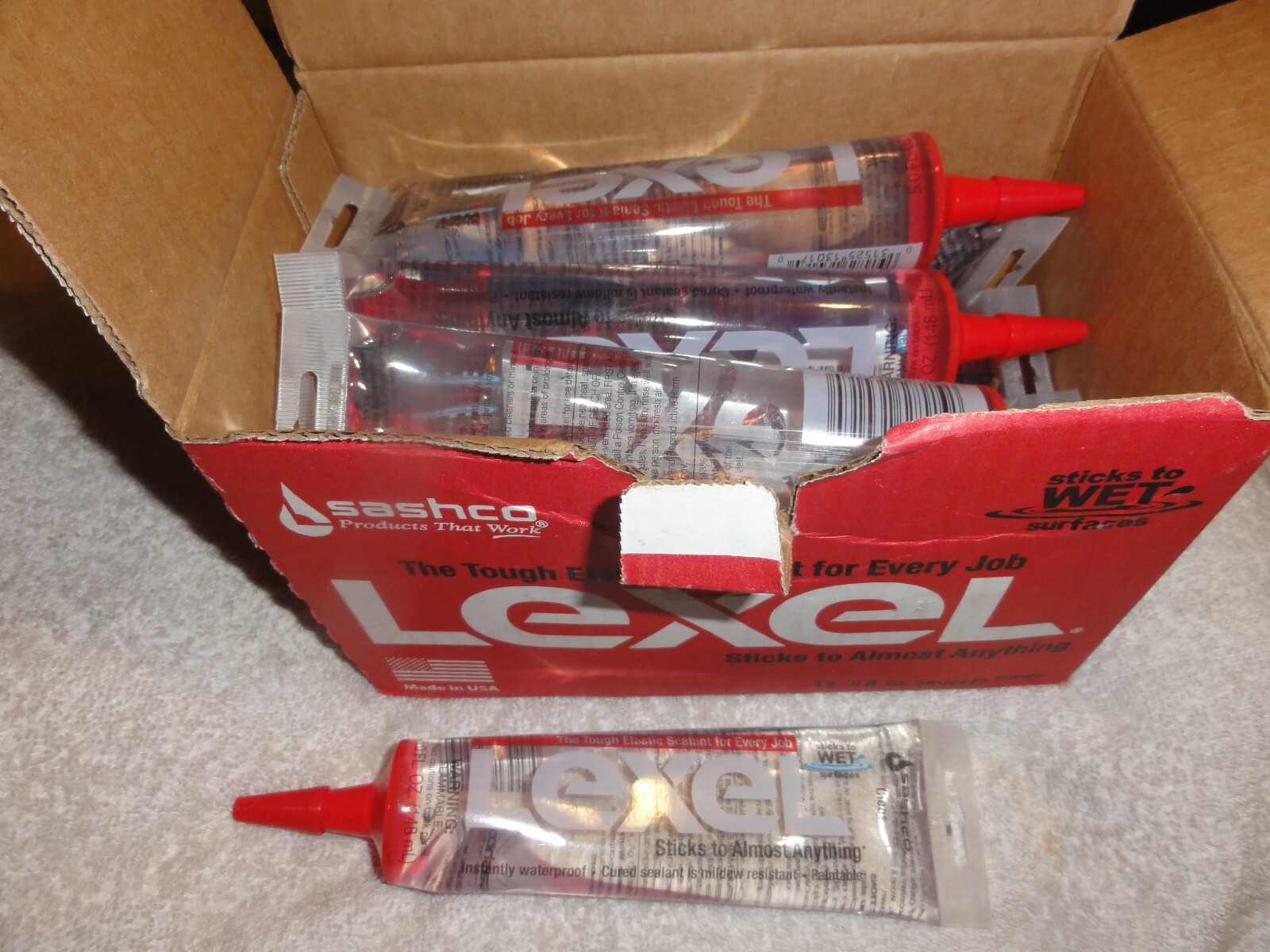 NEW (Case of 12) 5 Oz Sashco 13017 Clear Lexel Synthetic Rubber Sealant, Low VOC