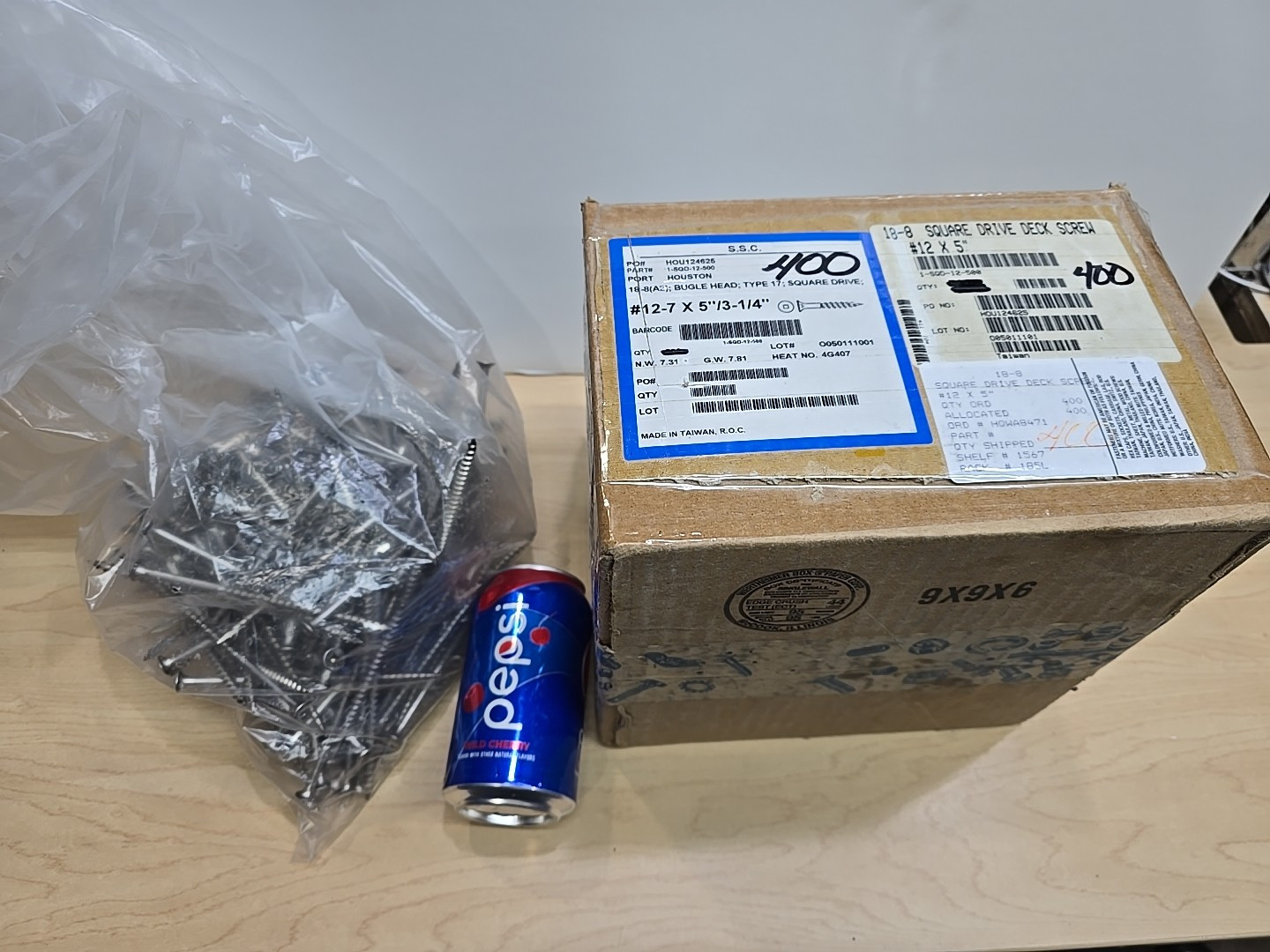 200 #12 5″ 12×5 Stainless Steel Deck Screws Square Drive Wood Composite Decking