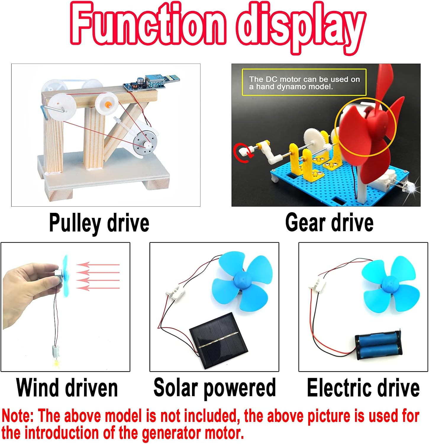 6Pcs Mini Generator DC Motors DIY Toys Wind Turbine Hand-Cranked Model 3V-12V