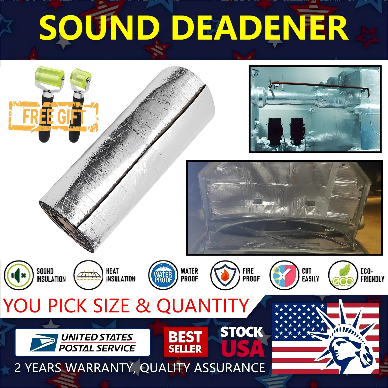 You Choose Size Car Hood Floor Cargo Area High-Quality Sound Deadening Mat
