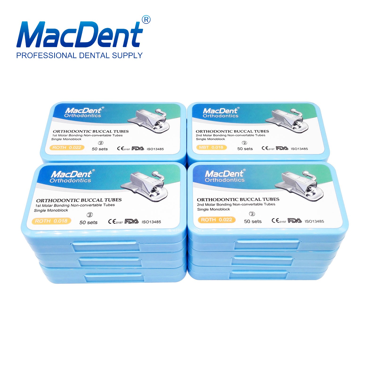 50Sets/pack Dental Orthodontic Buccal Tube 1st 2nd Molar Tube Roth MBT 022/018