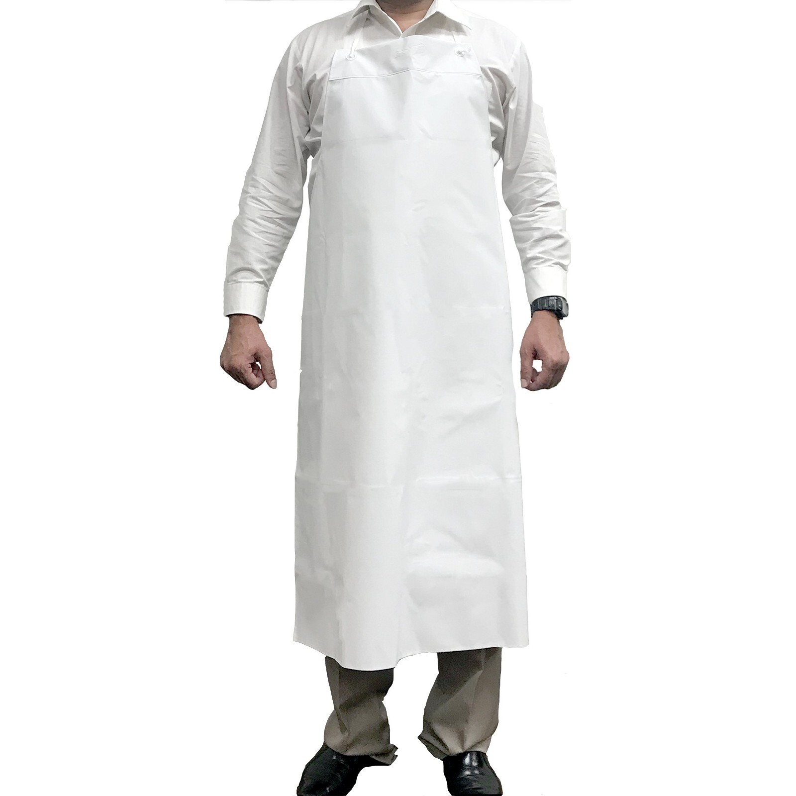 PVC Dish washing Apron, Polyester, White, Large (Pack of 1)