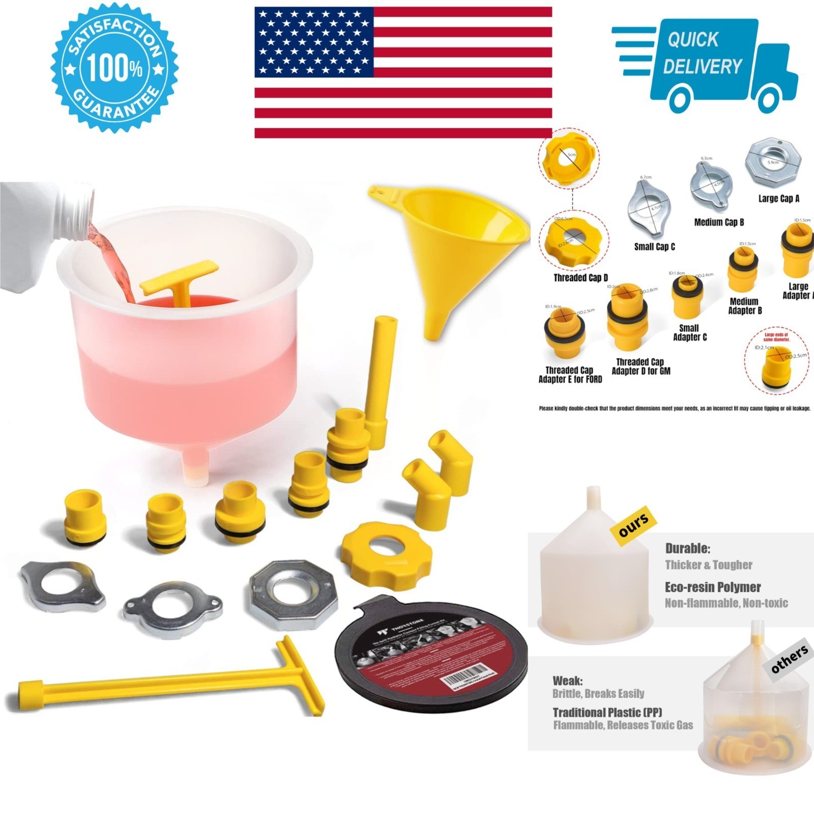 Thorstone 16-Piece No-Spill Coolant Funnel Kit with Adapters