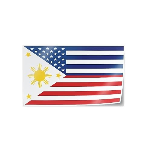 Filipino American Flag Sticker Decals – Showcase Your Heritage (5″ x 3″, 1 Stick