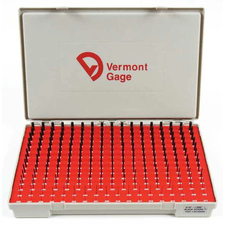 Vermont Gage 901200300 Pin Gage Set, Minus, 0.011-0.250 In, Black