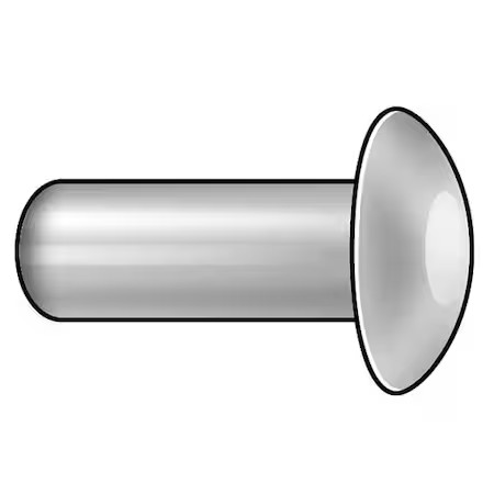 Semi-Tubular Rivet, Oval Head, 3/32 In Dia., 3/32 In L, Stainless Steel Body,
