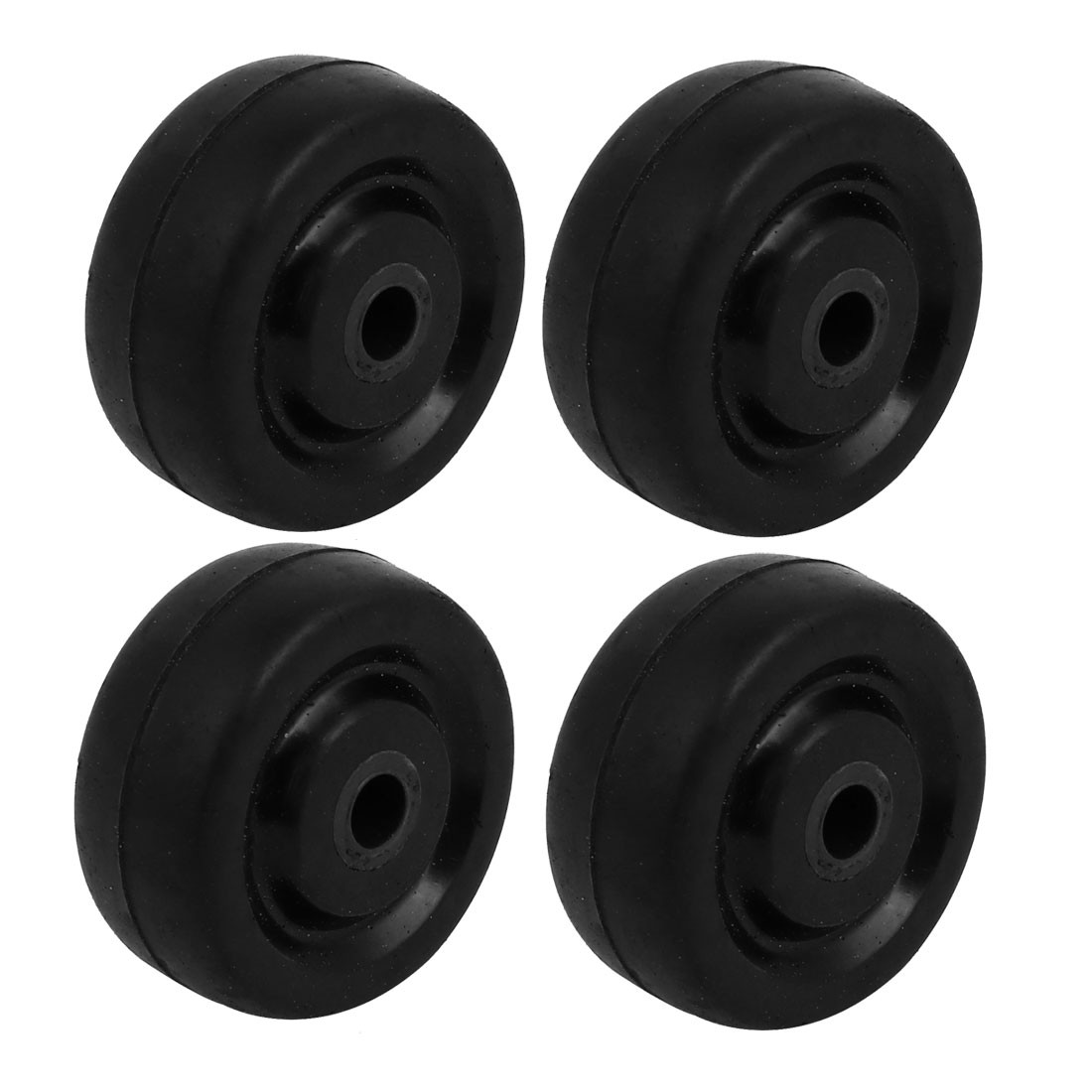 4Pcs 1.5″ Dia Rubber Wheel Skateboard Trolley Caster Pulley Black