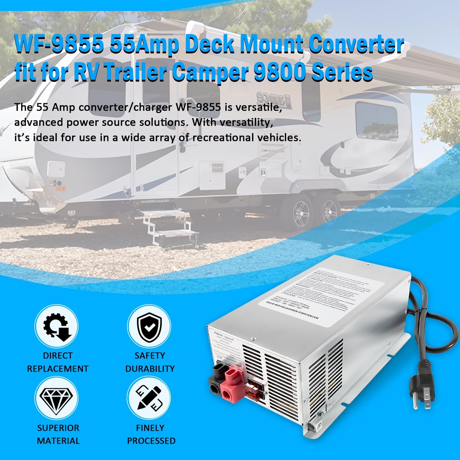 WF-9855 55 Amp Deck Mount Charger/Converter with Lithium-Ion Switch Replaceme…