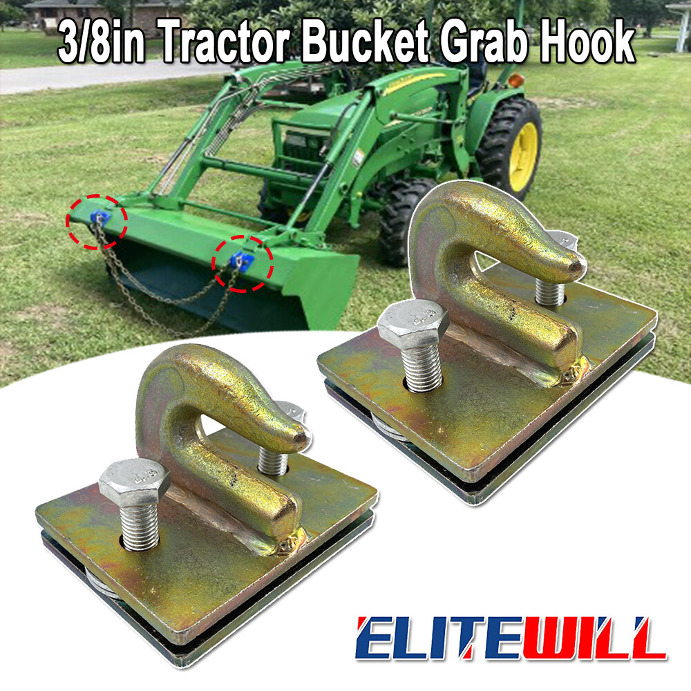 2pcs Upgrated 3/8″ Bolt On Grab Hooks For Loader Tractor Bucket Heavy Duty Steel