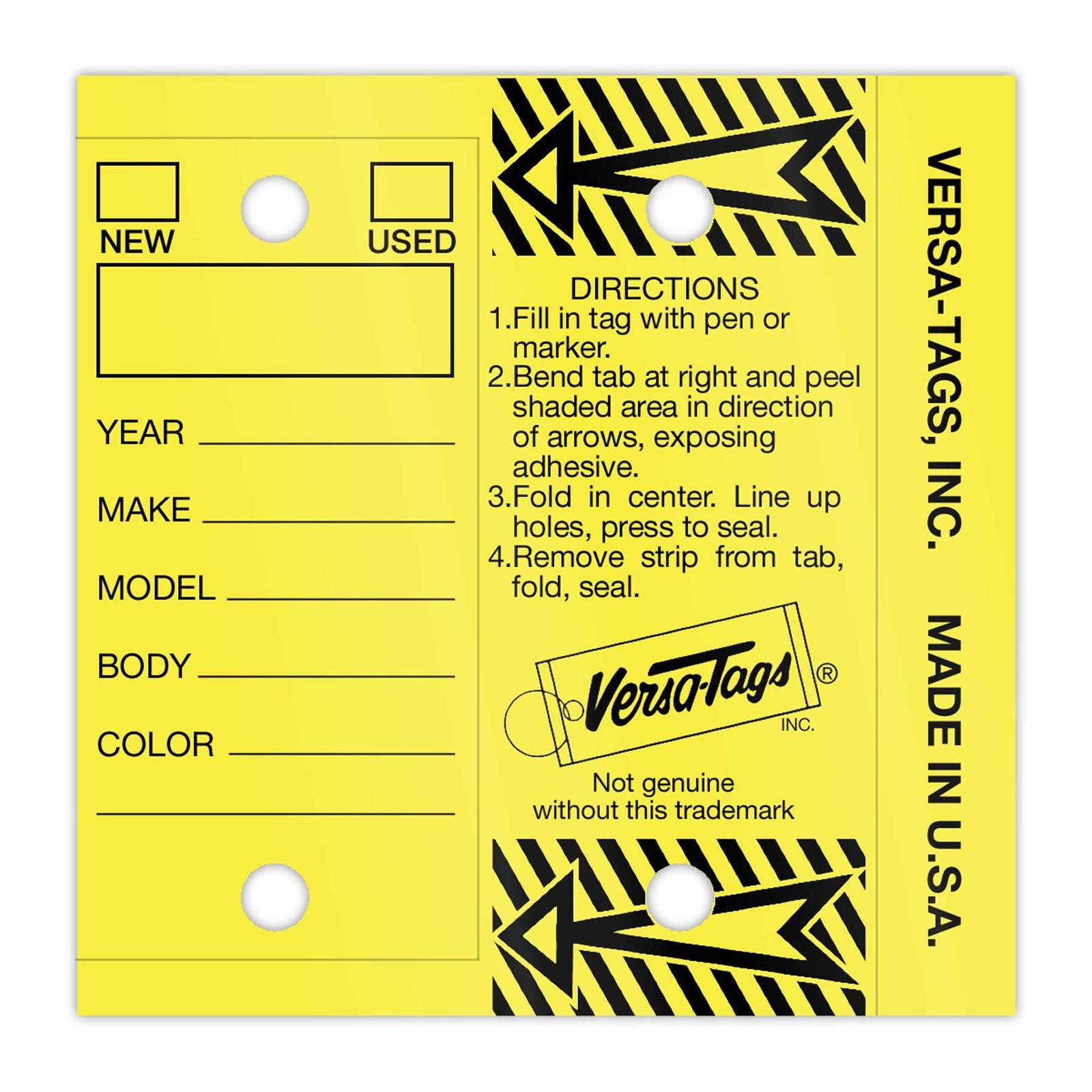 Self Laminating Self Protecting Versa Tags Key Tags with Rings 250 per Box