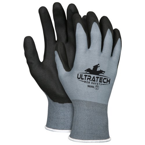 UltraTech® 15 Gauge Gray Nylon Shell w/Black HPT Coated Palm & Fingertips,