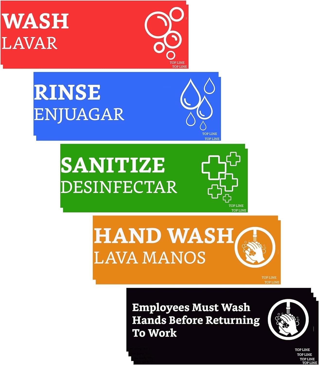 Wash Rinse Sanitize Stickers Great for Restaurants Commercial Kitchens 3 Sink
