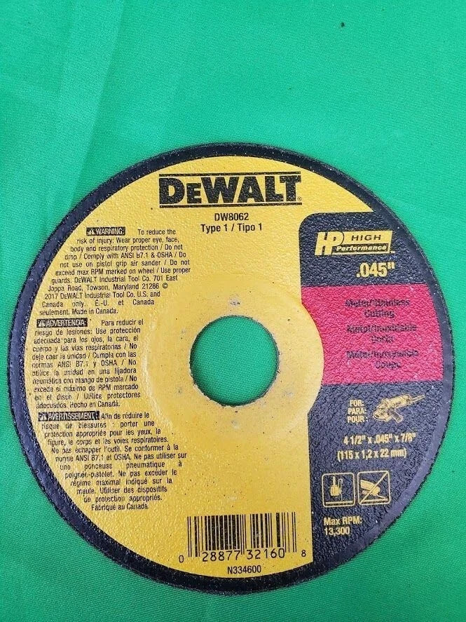 DeWALT DW 8062 4 1/2″ X .045″ X 7/8″ Thin cut off wheel (25 Pack)