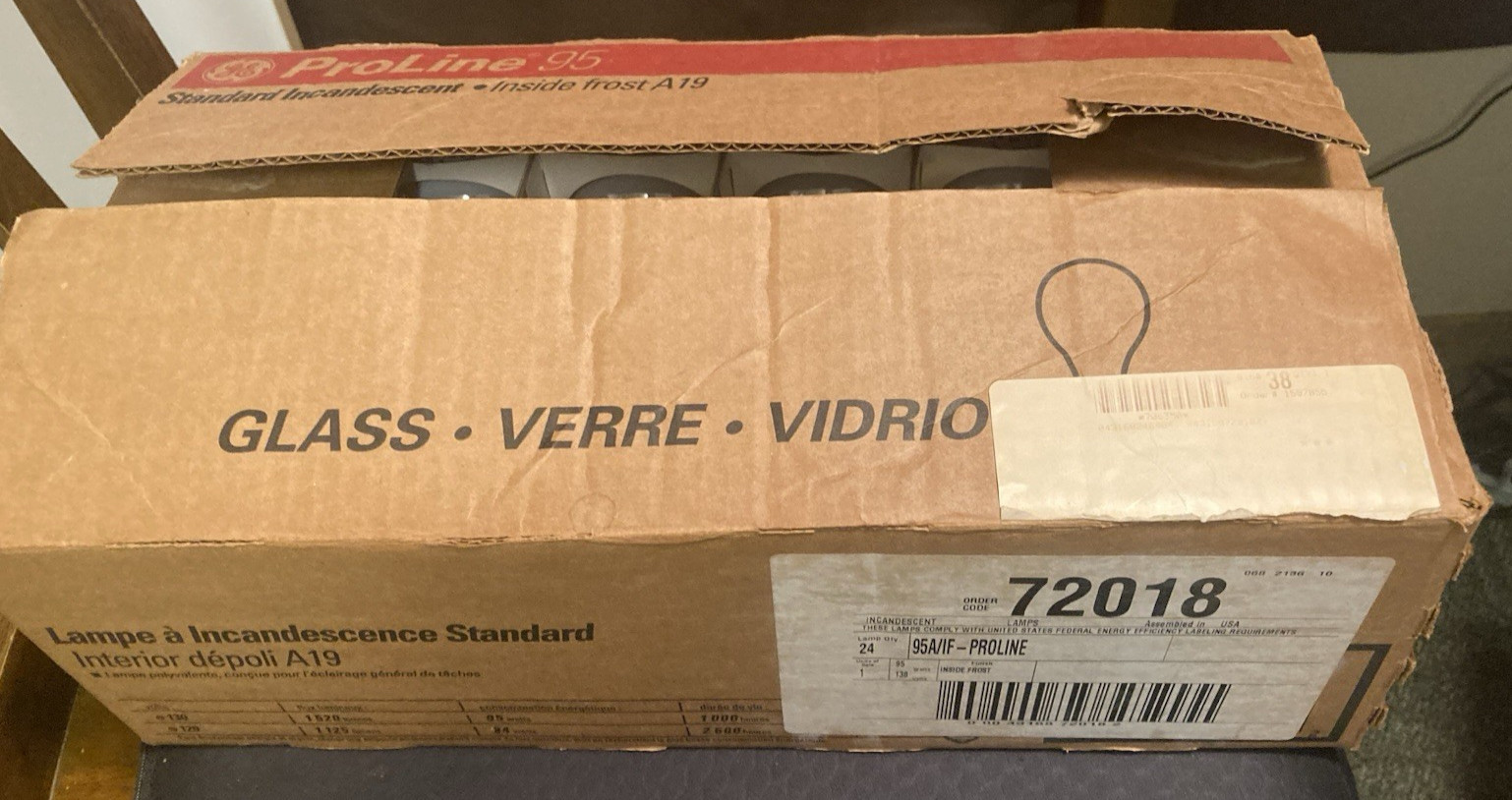GE Proline 95 Incandescent Light Bulbs A19 95w 130V Open Full Case / Brand New
