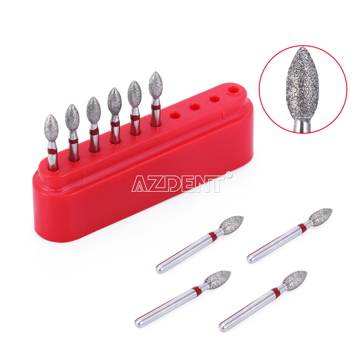 50pcs AZDENT Dental FG Diamond Burs Football #368-023F Fine Red High Speed