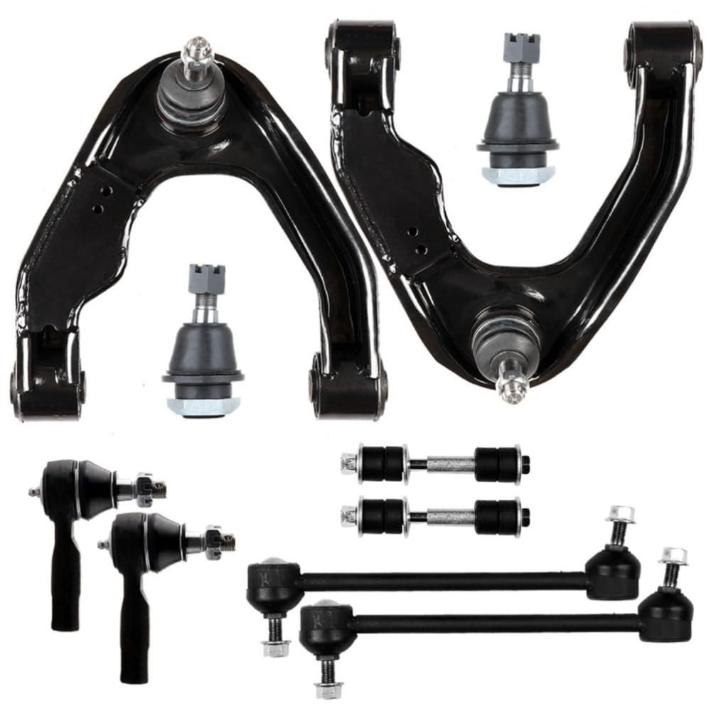 10pcs Front Uppper Control Arms + Tierods Sway Bars Alloy Steel