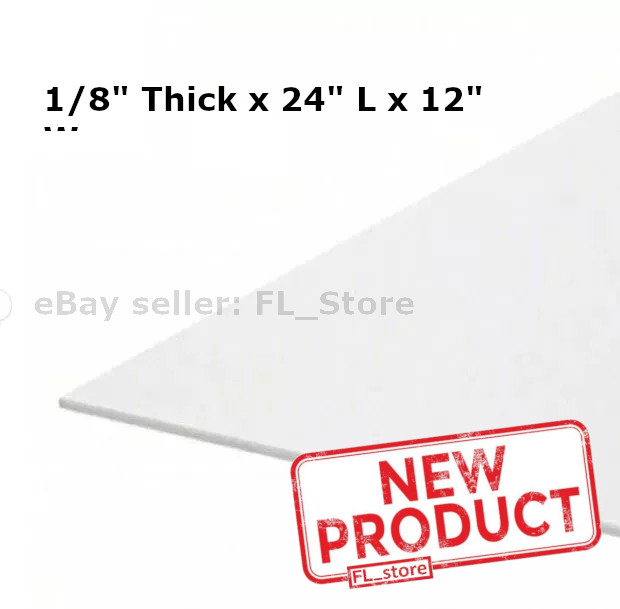 Plastic Sheet LDPE 1/8 Inch Thick x 24 Inch L x 12 Inch W Off-White Opaque NEW