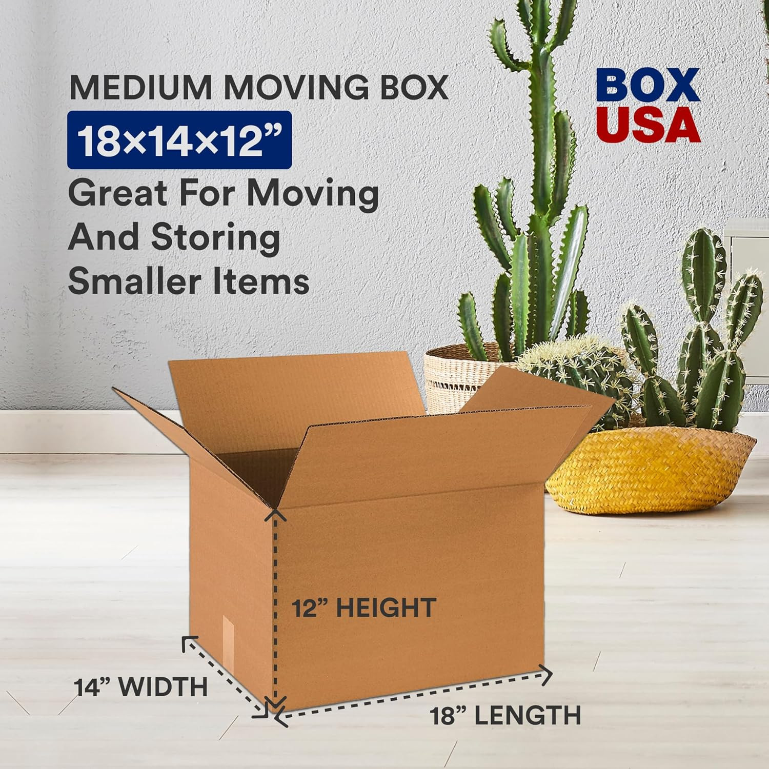 Moving Boxes Medium 18″L X 14″W X 12″H 10-Pack | Corrugated Cardboard Box for Sh