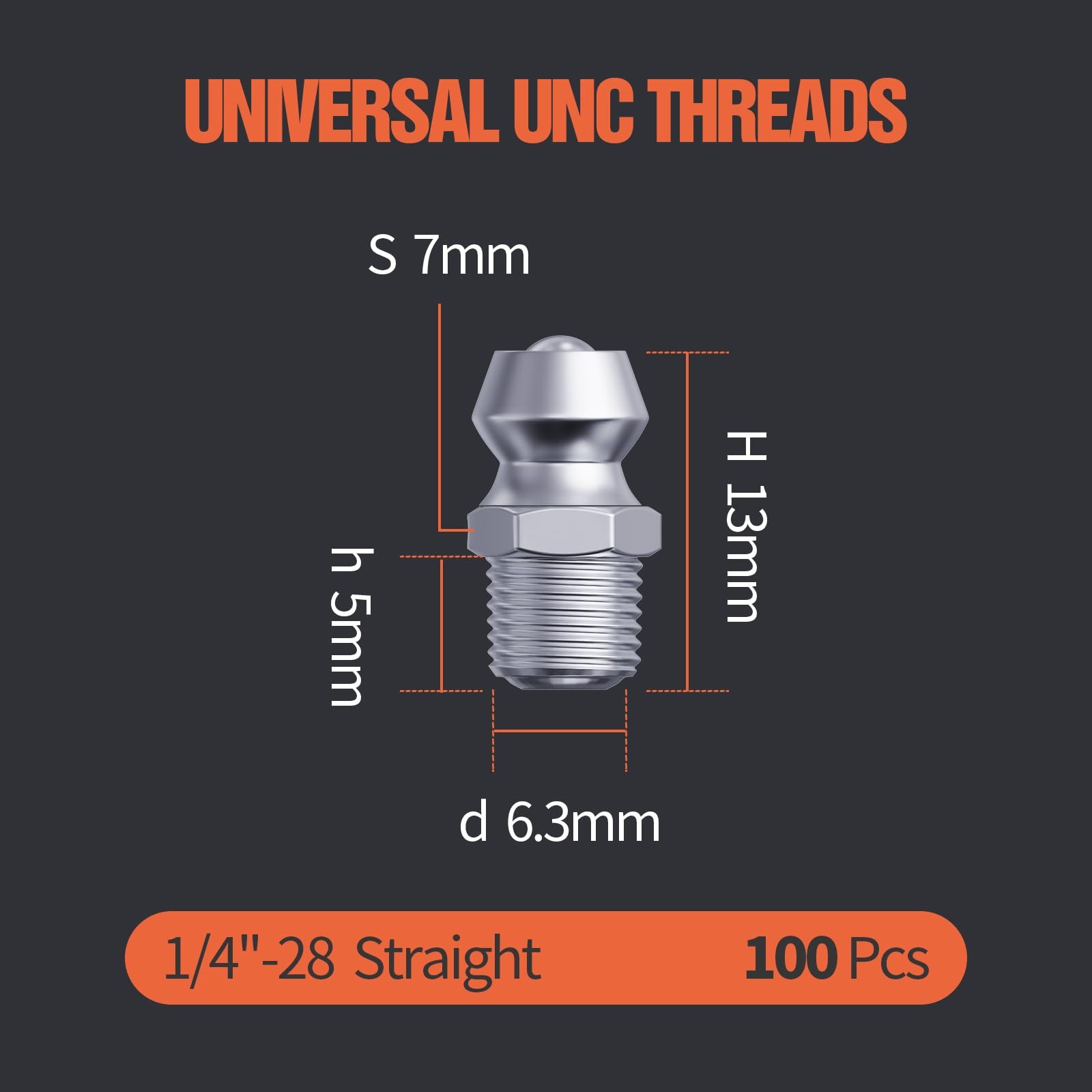 TRILINK 1/4″-28 Zerk Grease Fittings, SAE Grease Nipples with Straight, Grease