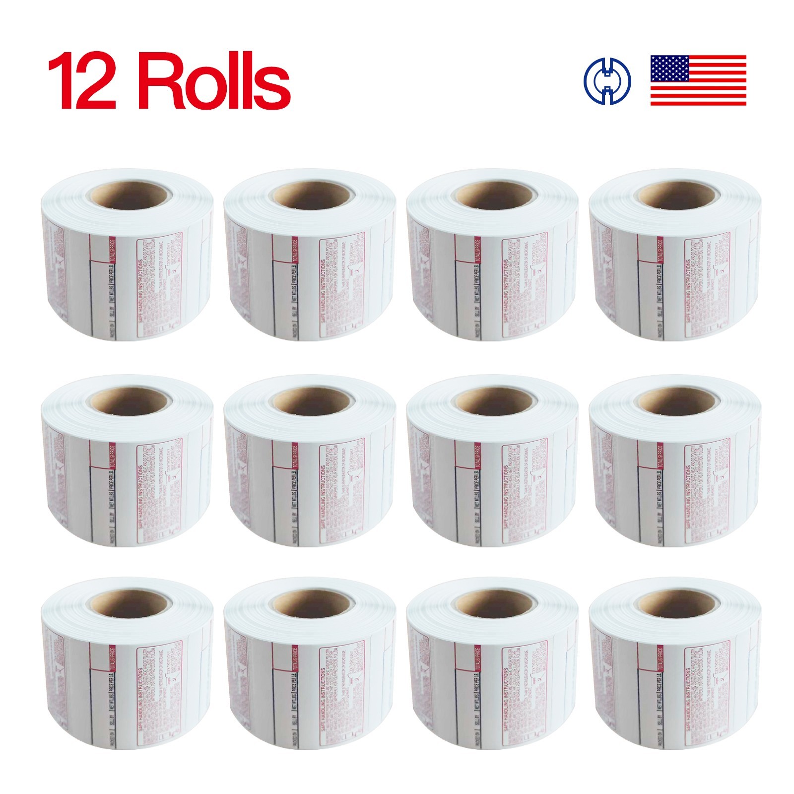 CAS LST-8030 Printing Scale Label, 58 x 50 mm, UPC/Safe Handling, 12 Rolls H