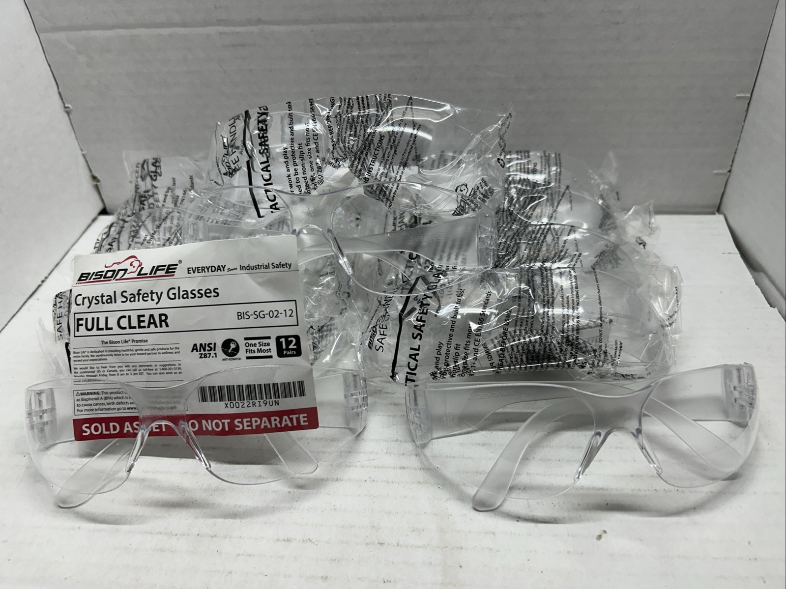 Qty. 12 BISON LIFE Safety Glasses Meets ANSI Z87.1 – NEW