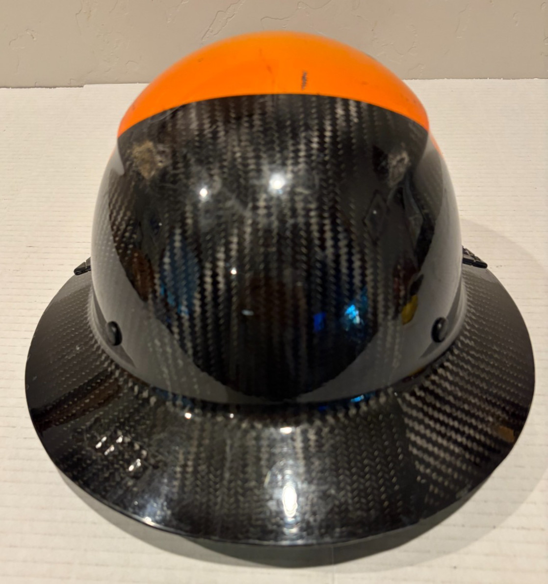 LIFT Safety Dax Fifty 50 Carbon Fiber Full Brim Hard Hat Orange Black Used LOOK